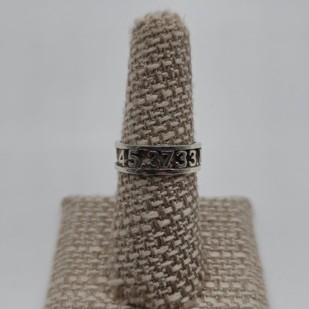 Size 7.25 Sterling Silver 45.3733.N 84.9553.W Coordinates Ring A3316